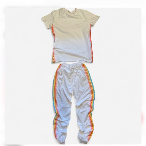 Lola & The Boys Sequin Rainbow 🌈 Tracksuit Set Size M